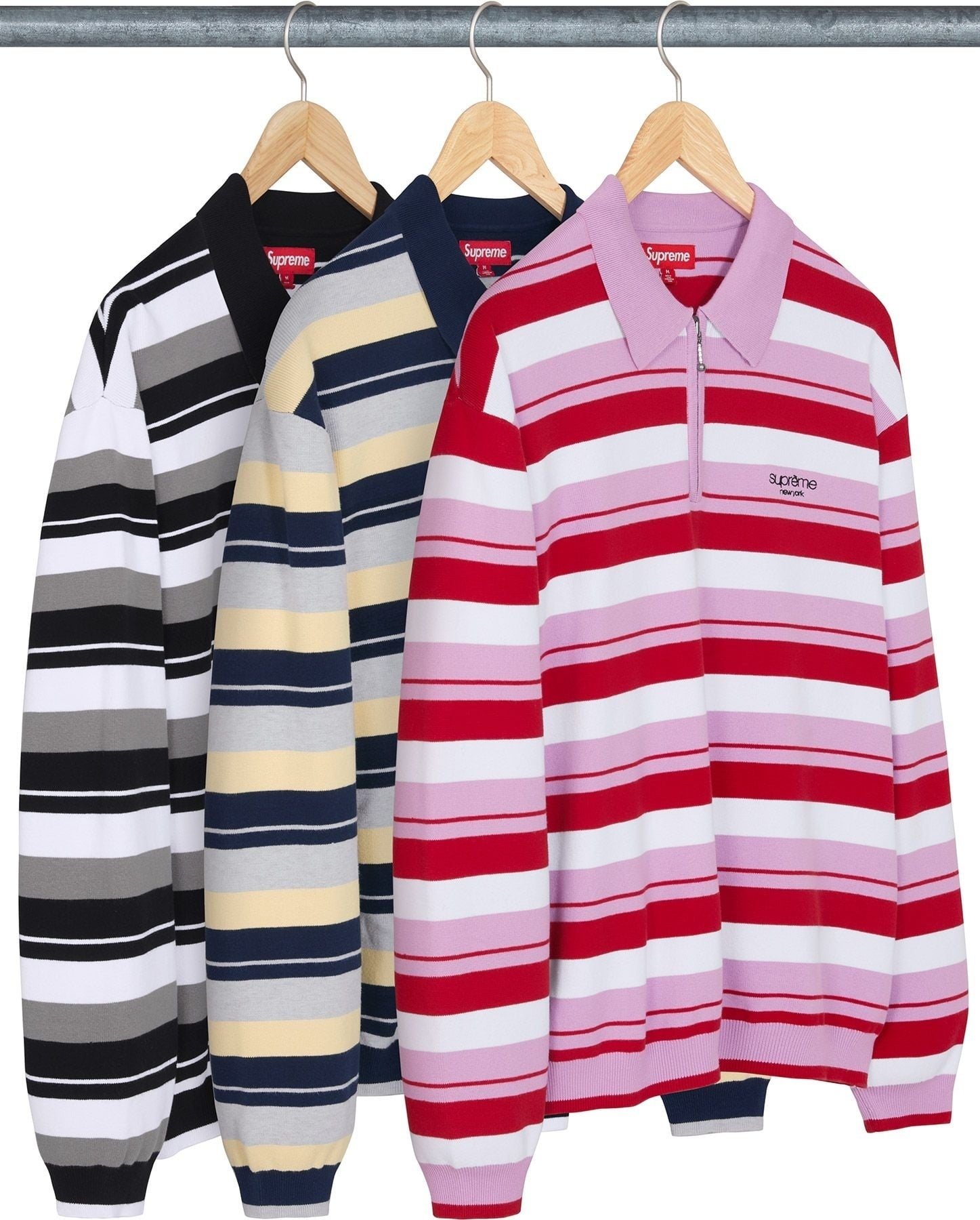 Stripe Zip L/S Polo